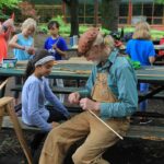 Man Helping Kid Woodwork