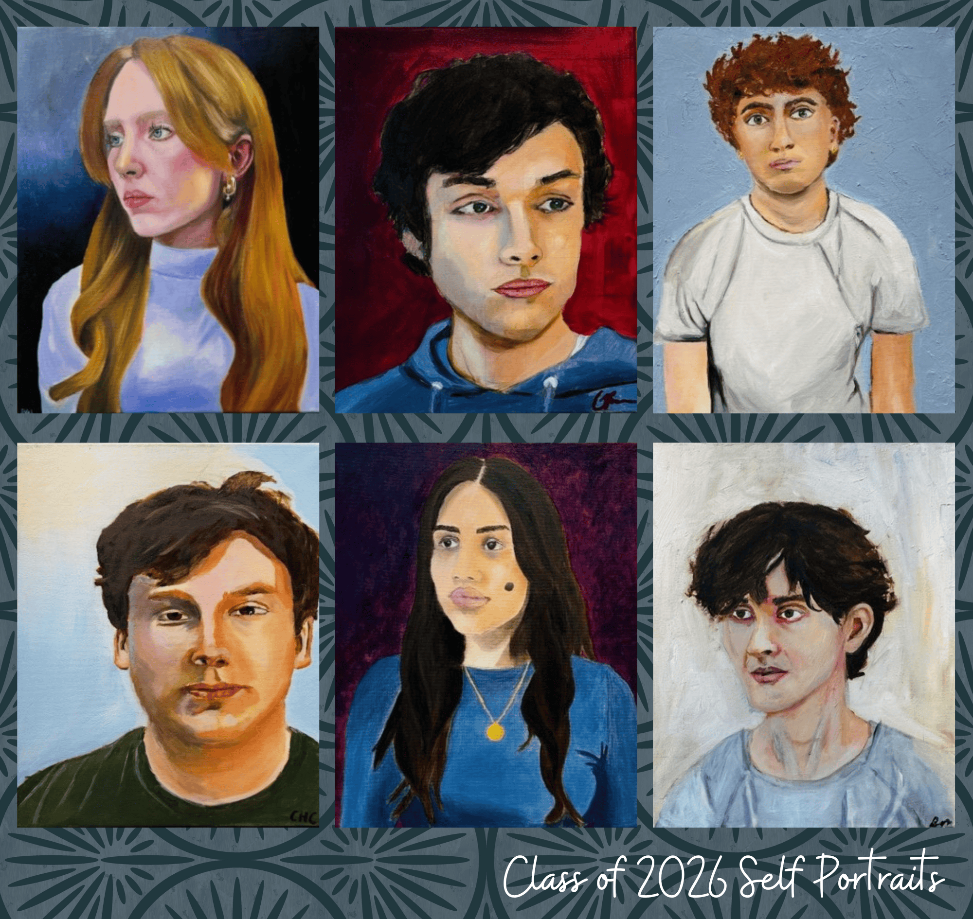 class of 2026 oil portraits collage